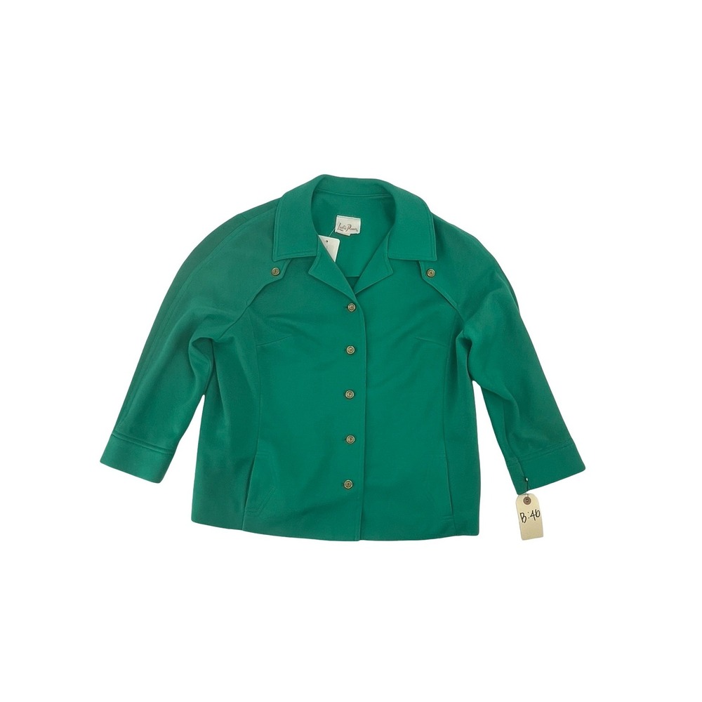 Leslie Pomer Button Front Jacket Size L Green Excellent
